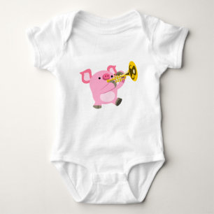 Schattigee Cartoon Pig Spelen Trompet Baby Bodysui Romper
