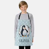 Schattigee Cartoon Pinguïn en Bloemen Schort (Gedragen)