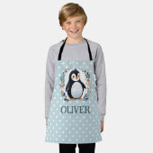 Schattigee Cartoon Pinguïn en Bloemen Schort (Gedragen)