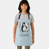 Schattigee Cartoon Pinguïn en Bloemen Schort (Insitu)