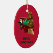 Schattigee Cartoon pinguïn en kersttrein Keramisch Ornament (Rechts)