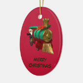 Schattigee Cartoon pinguïn en kersttrein Keramisch Ornament (Links)
