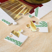 Schattigee Cartoon pinguïn en kersttrein Legpuzzel (Zijkant)