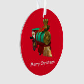 Schattigee Cartoon pinguïn en kersttrein Ornament (voorkant)
