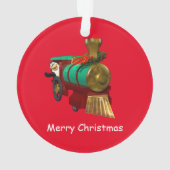Schattigee Cartoon pinguïn en kersttrein Ornament (achterkant)