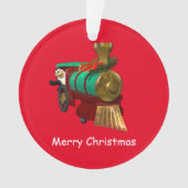 Schattigee Cartoon pinguïn en kersttrein Ornament (voorkant)