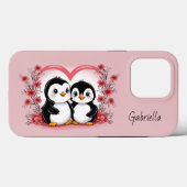 Schattigee Cartoon Pinguïn Liefhebbers Hart Valent Case-Mate iPhone Case (Achterkant (horizontaal))