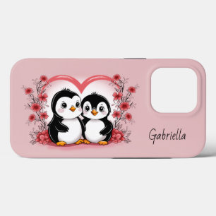 Schattigee Cartoon Pinguïn Liefhebbers Hart Valent Case-Mate iPhone Case