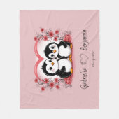 Schattigee Cartoon Pinguïn Liefhebbers Hart Valent Fleece Deken (Voorkant)