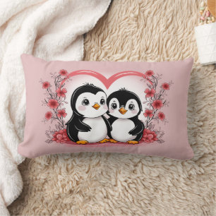 Schattigee Cartoon Pinguïn Lovers Hearts Valentijn Kussen