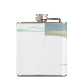 Schattigee Cartoon pinguïn paar met boom Heupfles (Achterkant)