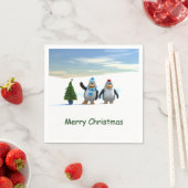 Schattigee Cartoon pinguïn paar met boom Servetten (Insitu)