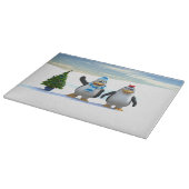 Schattigee Cartoon pinguïn paar met boom Snijplank (Hoek)