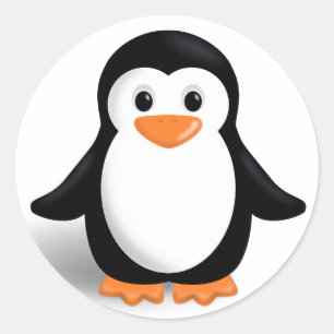 Schattigee Cartoon Pinguïn Ronde Glanzende Sticker