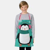 Schattigee Cartoon Pinguïn Winter Sneeuwvlokken Ke Schort (Gedragen)