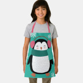 Schattigee Cartoon Pinguïn Winter Sneeuwvlokken Ke Schort (Insitu)