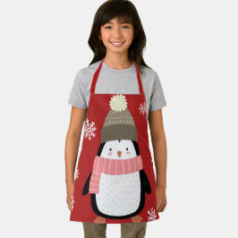 Schattigee Cartoon Pinguïn Winter Sneeuwvlokken Ke Schort