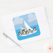 Schattigee Cartoon pinguïnkolonie Vierkante Sticker (Envelop)