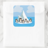 Schattigee Cartoon pinguïnkolonie Vierkante Sticker (Tas)