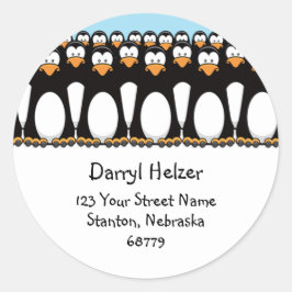 Schattigee Cartoon Pinguïns Leuke Adresetiketten Ronde Sticker