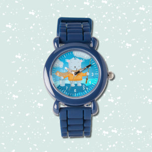 Schattigee cartoon polar beer kind gepersonaliseer horloge