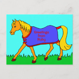 Schattigee Cartoon Pony dragen Tapijt Briefkaart