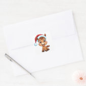 Schattigee Cartoon Pony in Kerst Pet en Sjaal Vierkante Sticker (Envelop)