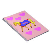 Schattigee Cartoon Pony met roze harten Notitieboek (Rechterzijde)
