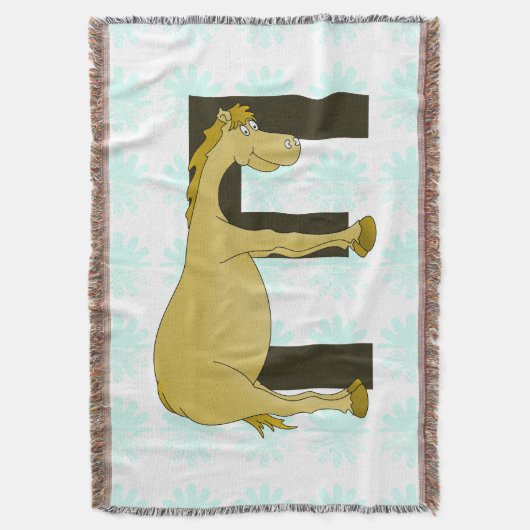 Schattigee Cartoon Pony monogram E Deken (Voorkant Verticaal)