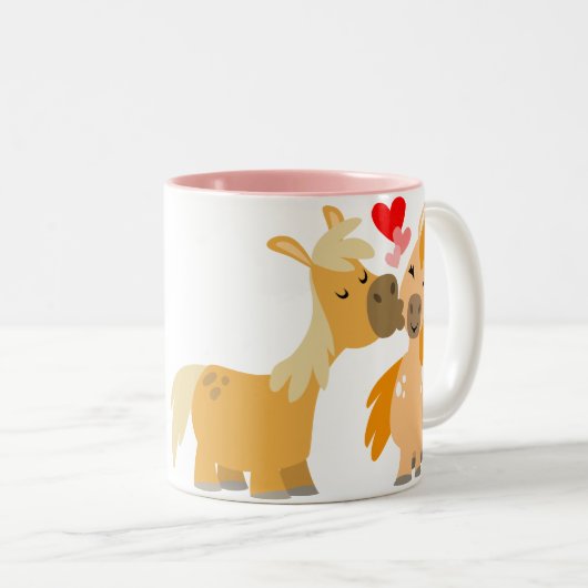 Schattigee Cartoon pony's in liefde mok (Voorkant rechts)