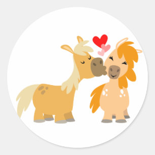 Schattigee Cartoon pony's in liefde sticker