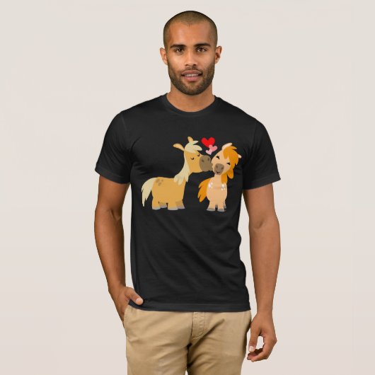 Schattigee Cartoon pony's in liefde T-shirt (Voorkant volledig)