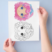 Schattigee Cartoon pop hoofd kleurplaat Flyer (Hand)