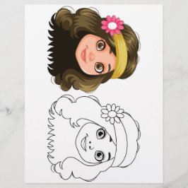 Schattigee Cartoon pop hoofd kleurplaat Flyer