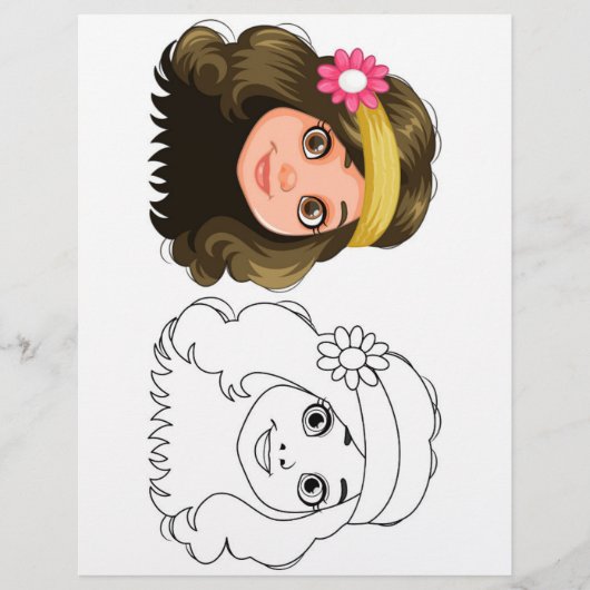 Schattigee Cartoon pop hoofd kleurplaat Flyer (Voorkant)