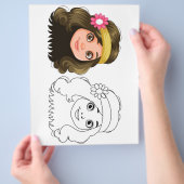 Schattigee Cartoon pop hoofd kleurplaat Flyer (Hand)