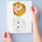 Schattigee Cartoon pop hoofd kleurplaat Flyer (Hand)