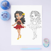 Schattigee Cartoon pop kleurplaat Flyer (Enkel)