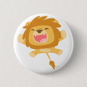 Schattigee Cartoon Pouncing Lion Button Badge (Voorkant)