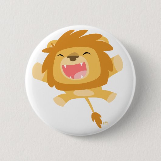 Schattigee Cartoon Pouncing Lion Button Badge (Voorkant)