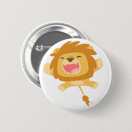 Schattigee Cartoon Pouncing Lion Button Badge (Voorkant /achterkant)