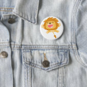 Schattigee Cartoon Pouncing Lion Button Badge (In situ)