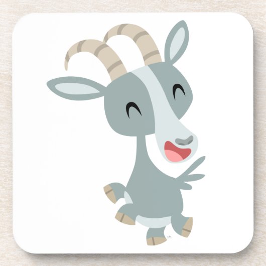 Schattigee Cartoon Prancing Goat Onderzetters Set (Voorkant)