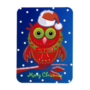 Schattigee cartoon premium magneet met Santa Owl