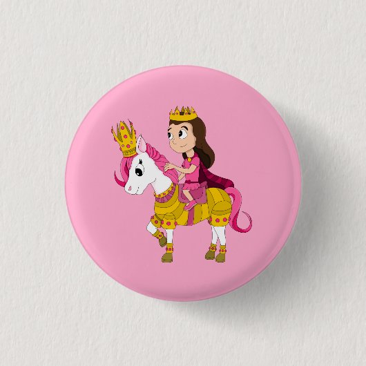 Schattigee cartoon prinses ronde button 3,2 cm (Voorkant)