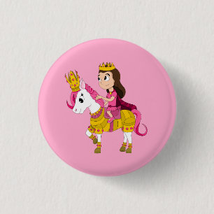 Schattigee cartoon prinses ronde button 3,2 cm