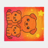 Schattigee Cartoon Puppies met Starry Gradient Ach Fleece Deken (Voorkant (Horizontaal))