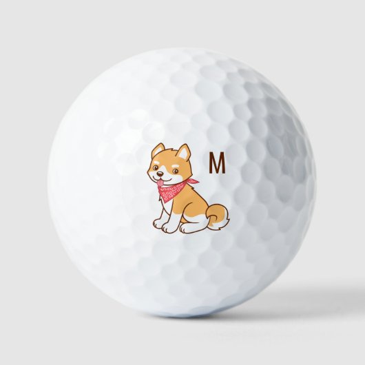 Schattigee Cartoon Puppy Dog Shiba Inu Monogram In Golfballen (Voorkant)