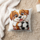 Schattigee Cartoon Puppy Holding Voetbal Kussen (Deken)