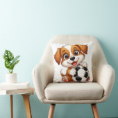Schattigee Cartoon Puppy Holding Voetbal Kussen (Stoel)